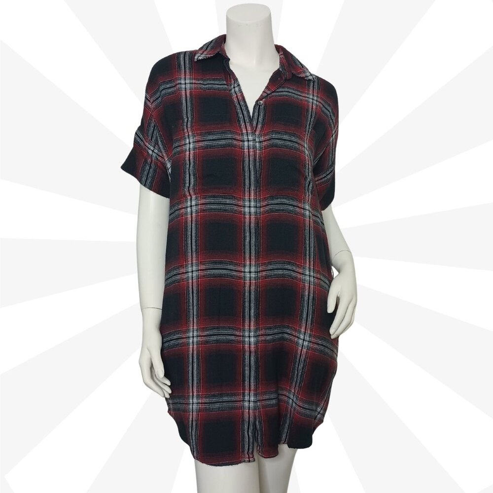 Madewell Shirt Dress Size XS Short Sleeve Plaid Cotton blend